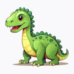 Fototapeta premium Detailed Green Dinosaur with Spikes Tail Illustration