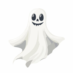 Spooky Halloween Ghost Floating Isolated Icon Vector Illustration