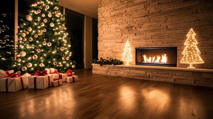 Christmas celebration cozy living room festive decor warm environment holiday spirit family gathering