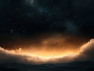 Obraz premium dramatic sunset over a serene landscape with stars in the sky