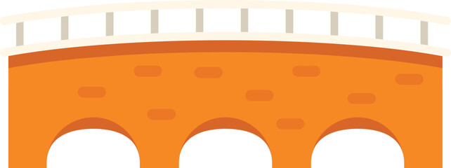 Arched brick bridge connecting two sides of river bank, element of urban architecture, construction for transportation