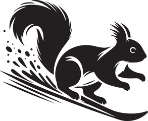 Obraz premium A squirrel skidding to a stop on a curve road silhouette vector