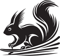 Naklejka premium A squirrel skidding to a stop on a curve road silhouette vector