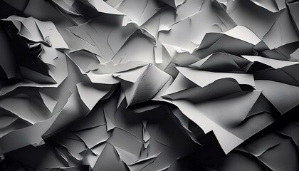 A close-up of crumpled and nearly torn note paper in striking black and white, highlighting texture and imperfections in a minimalist yet expressive composition.