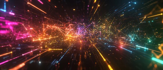 Naklejka premium A vibrant abstract representation of digital data flow and connectivity.