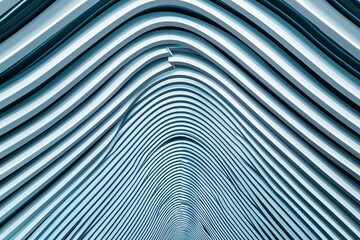 Obraz premium model modern photography and avant-garde, A close-up view of abstract lines creating a wave-like pattern, showcasing a blend of curves and textures in a cool color palette.