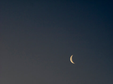 California, Alabama Hills. Pre dawn view of Crescent Moon