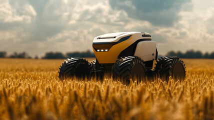 an agriculture robot vehicle,  advanced technology  in and sustainability practices in modern farming, sustainable farming
