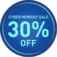 Cyber Monday Sale Thirty Percent Discount Vector Sticker Tag