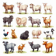 Obraz premium Diverse Collection of Farm Animals Illustration for Design Projects