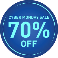 Cyber Monday Sale Seventy Percent Discount Vector Sticker Tag