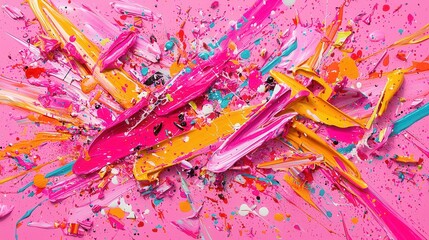 Dynamic abstract pop art explosion creative studio digital artwork vibrant colors close-up perspective modern aesthetic