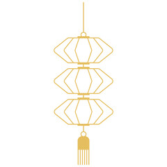 Chinese New Year vector set. Chinese paper lantern and gold lamp Lunar New Year.