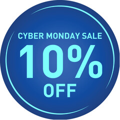 Cyber Monday Sale Ten Percent Discount Vector Sticker Tag