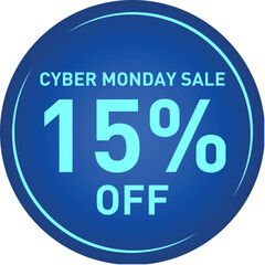 Cyber Monday Sale Fifteen Percent Discount Vector Sticker Tag