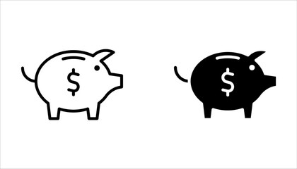 Piggy bank icon set. piggy money icon on white background