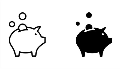 Piggy bank icon set. piggy money icon on white background