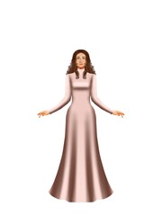 fashion illustration of a woman wearing a charming classic luxury dress for fashion design illustration needs