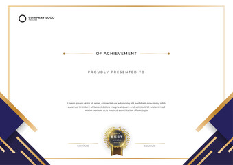 Gradient golden luxury certificate template
