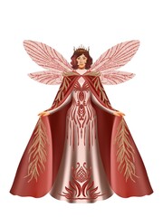 fashion illustration of a woman wearing a charming classic luxury dress for fashion design illustration needs