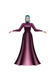 fashion illustration of a woman wearing a charming classic luxury dress for fashion design illustration needs