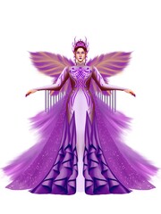 fashion illustration of a woman wearing a charming classic luxury dress for fashion design illustration needs