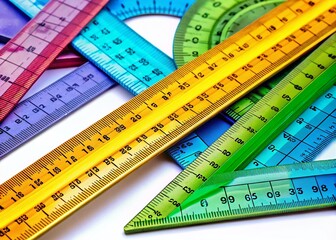Measuring Rulers and Scale Illustrations on a White Background for Educational and Design Purposes, Perfect for Teaching, Crafting, and Measuring Concepts in Various Projects