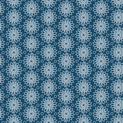 Intricate Floral Pattern on Deep Blue Background