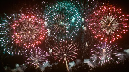Fototapeta premium Spectacular Fireworks Display at Night Celebration Festive