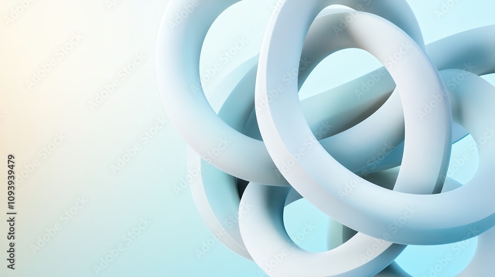 Aufkleber 3d interlocking rings with frosted metallic finish on gradient background