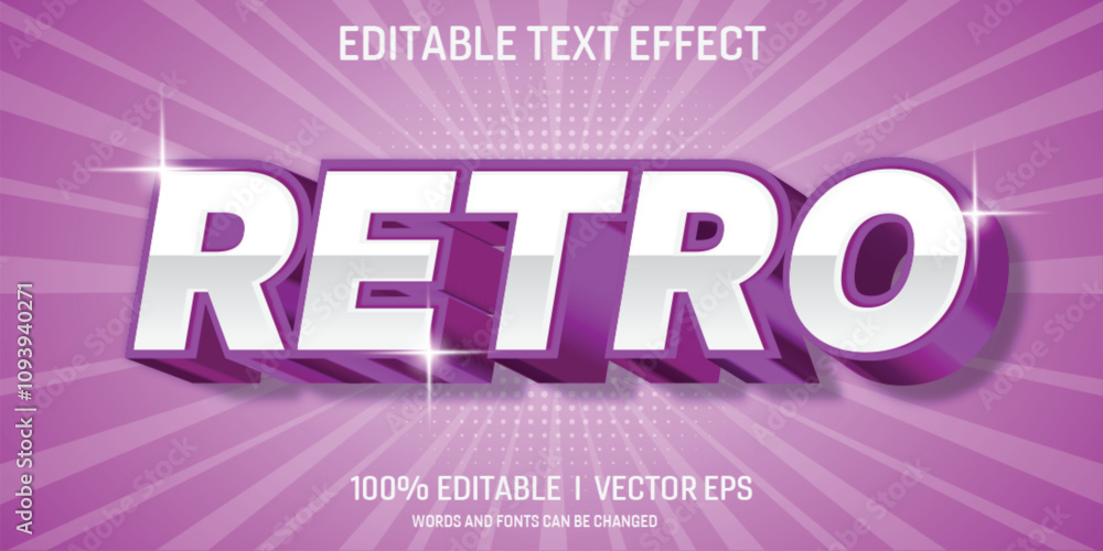 Poster retro vector 3d text effect with modern style design