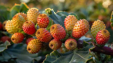 Close-Up of Prickly Pear Cactus Fruit with Vibrant Colors