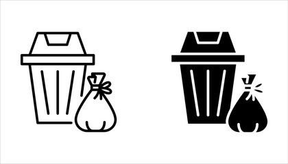 Bin icon set. Trash can collection. Trash icons set on white background