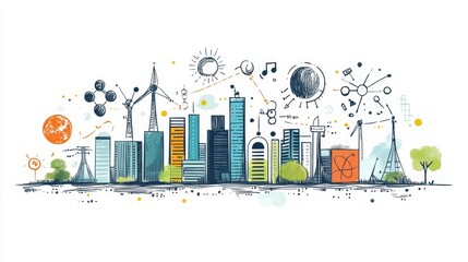 Obraz premium A simple graphic depicting the impact of science on the social and economic environment.