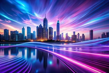 Obraz premium Modern Abstract Technology Business Background in Blue and Purple with Dynamic Lines and Shadows for Professional Wallpaper Use