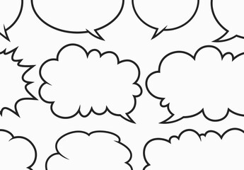 a set of speech bubbles with different shapes and sizes in magical drawing professional setting