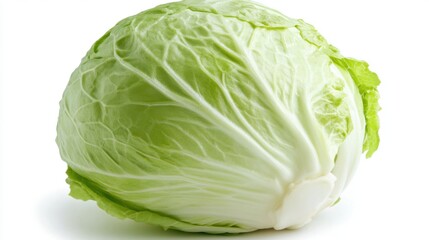 Fototapeta premium Fresh, whole green cabbage isolated on white background.