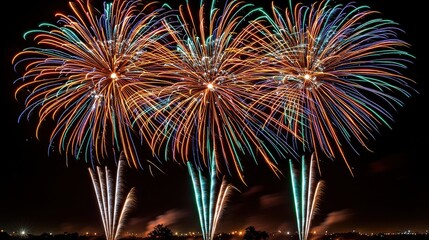 Festive Fireworks Display Night Sky Celebration