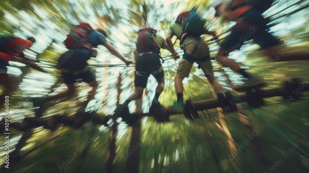 Poster a hazy blur of adventure seekers push through obstacles and push beyond their limits.