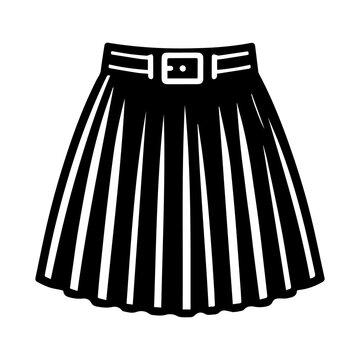 black pleated skirt with belt clip art preview