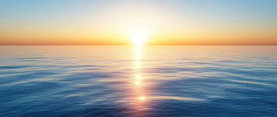 Obraz premium Sunset over Calm Ocean Serene Evening Sky Tranquil Water Reflection