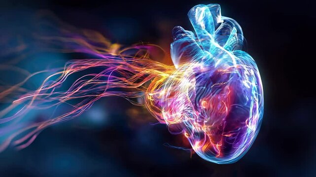 Illustrate the role of the hearts electrical conduction system in regulating heart rate and rhythm, highlighting the sinoatrial node, atrioventricular 4K Video