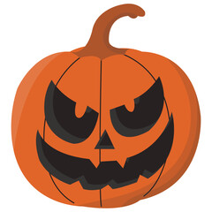 Halloween pumpkin Vector. Halloween scary pumpkin with smile, happy face. Orange pumpkin with smile for your design for the holiday Halloween.