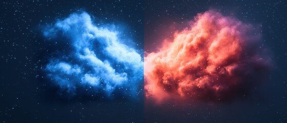 Fototapeta premium abstract clouds in contrasting colors with a starry background