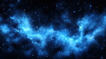 Obraz premium Blue nebula in space with stars.