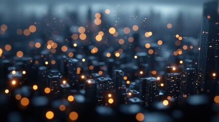 Obraz premium Abstract cityscape with glowing lights at dusk