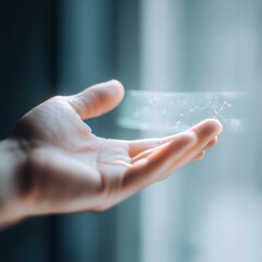 hand reaching out with digital interface elements for technology and innovation concepts