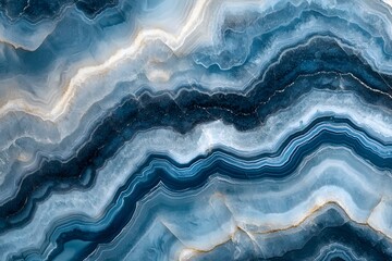 Obraz premium Mesmerizing blue and white agate slice, with intricate patterns and elegant lines.