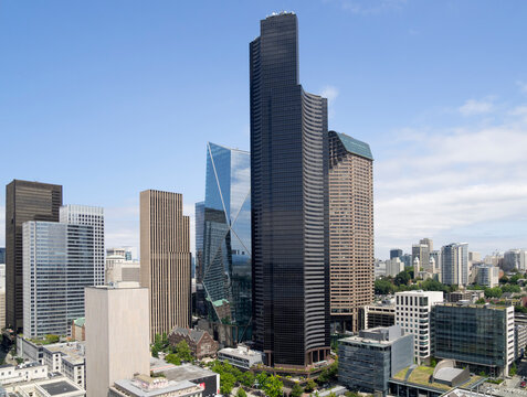 WA, Seattle, The Rainier Club (1904), surrounded by High-Rise buildings