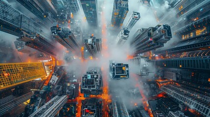 Obraz premium 活気ある大都市の空撮8